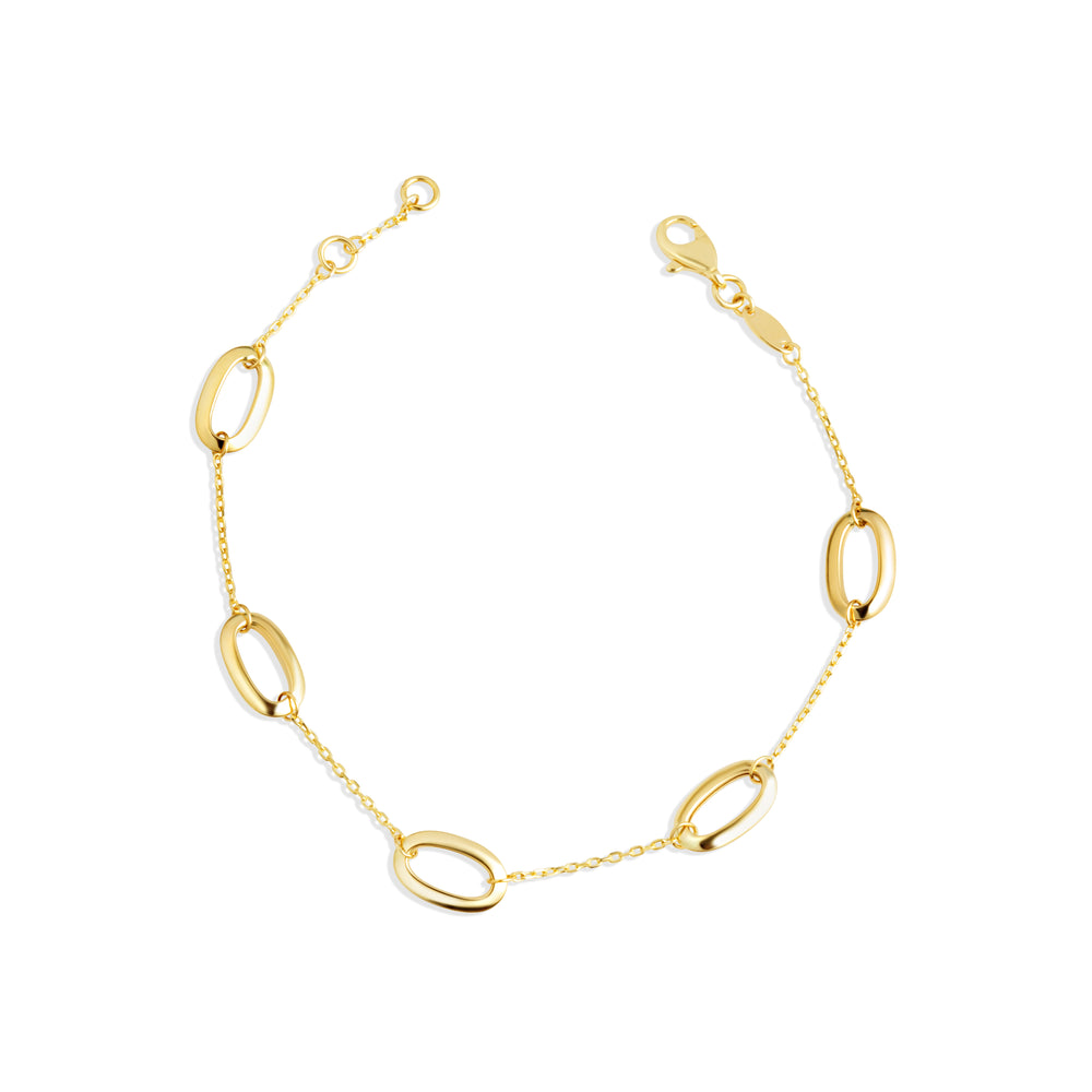 14K Yellow Gold Oval Chain Link Eternity Bracelet