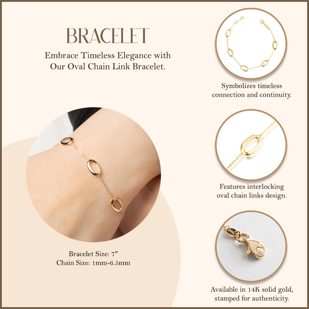 14K Yellow Gold Oval Chain Link Eternity Bracelet, view 3