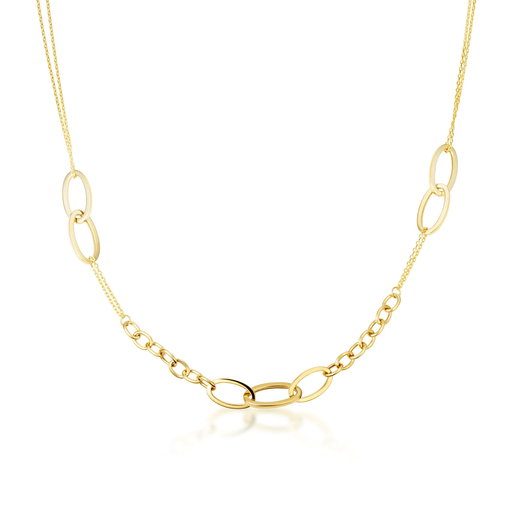 14K Yellow Gold Oval Chain Link Necklace