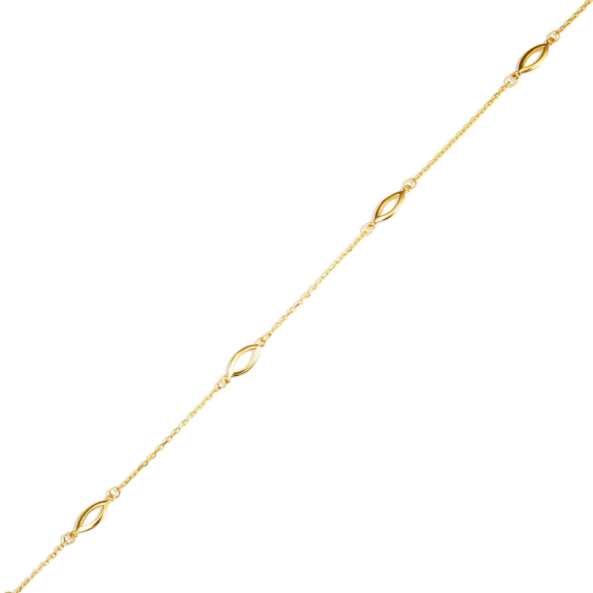 14K Yellow Gold Oval Link Anklet, view 3