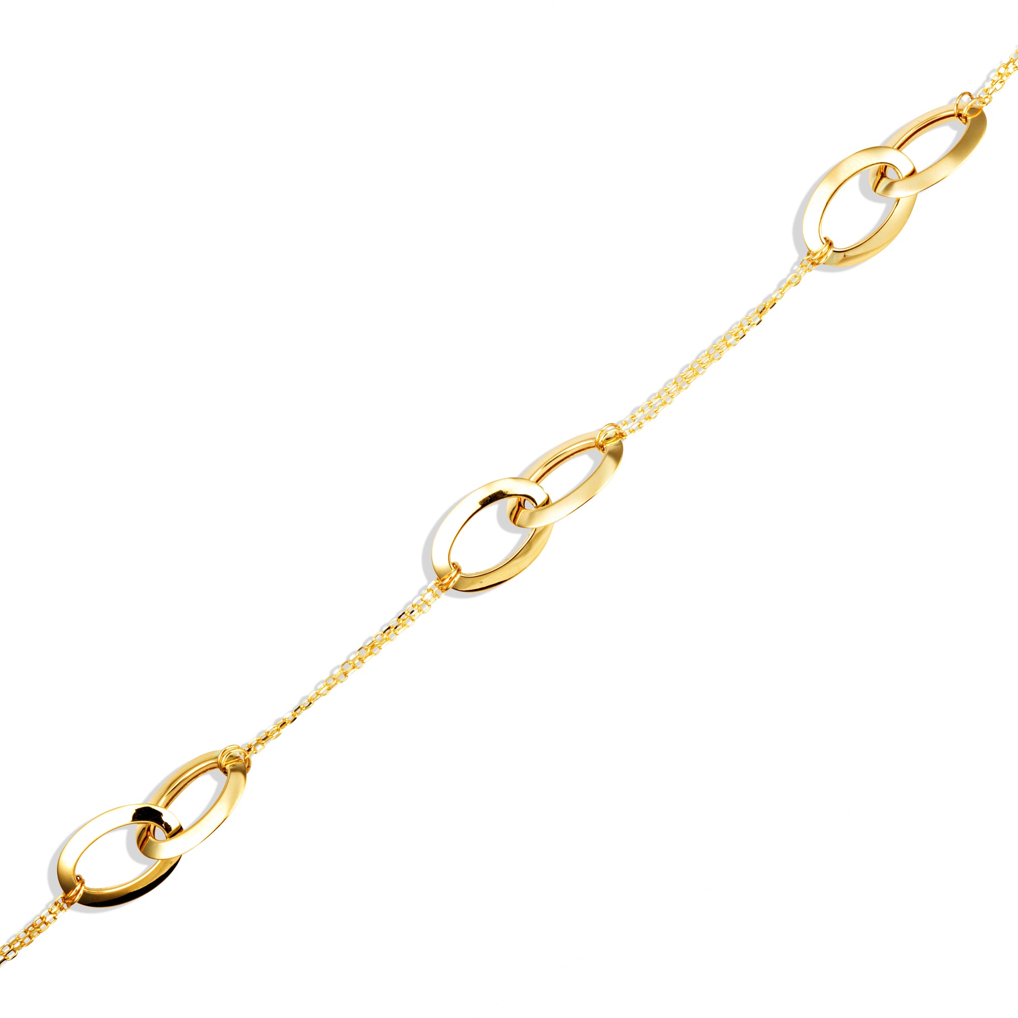14K Yellow Gold Oval Link Love Knot Bracelet 7", view 4