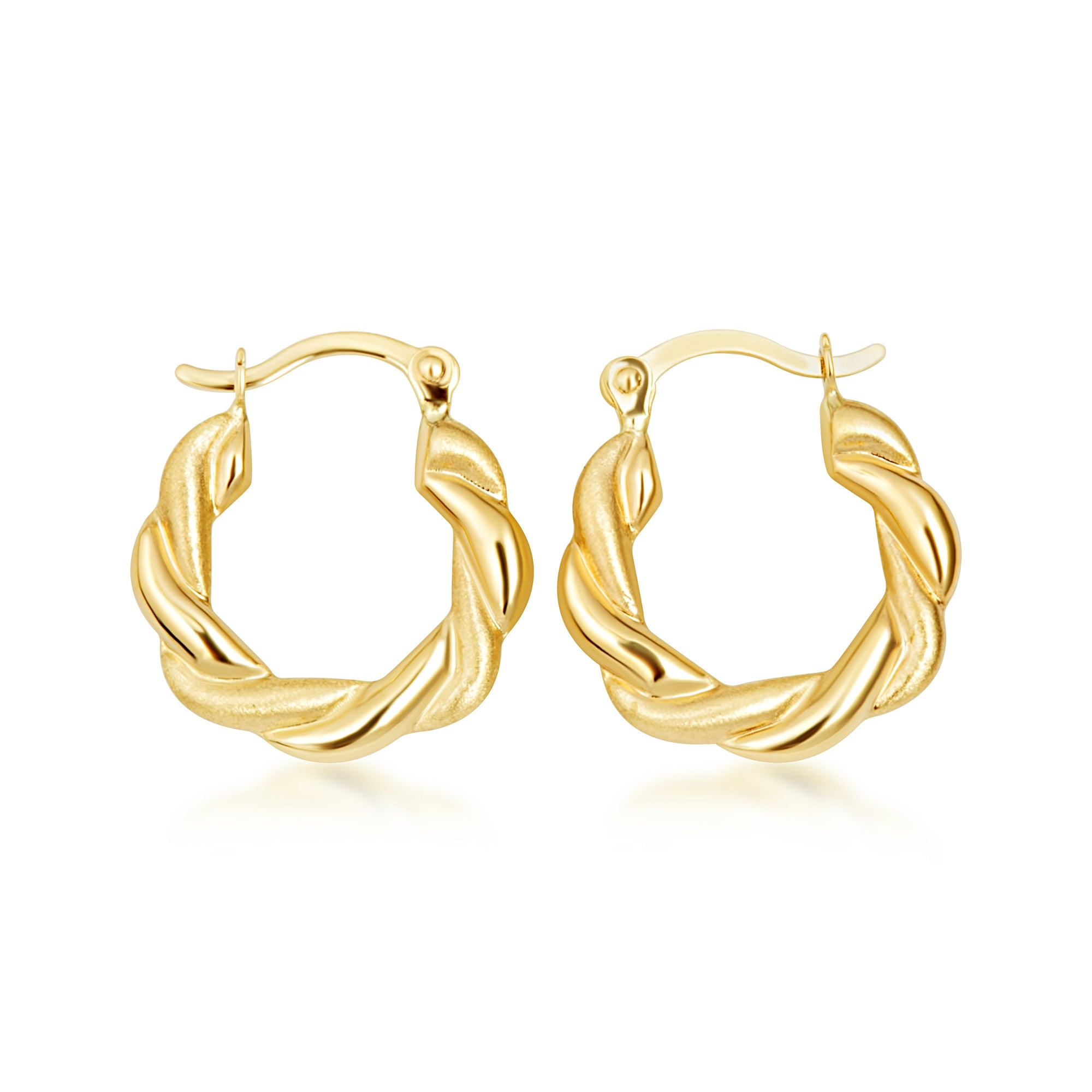 14K Yellow Gold Polished Twist Hoop Earrings