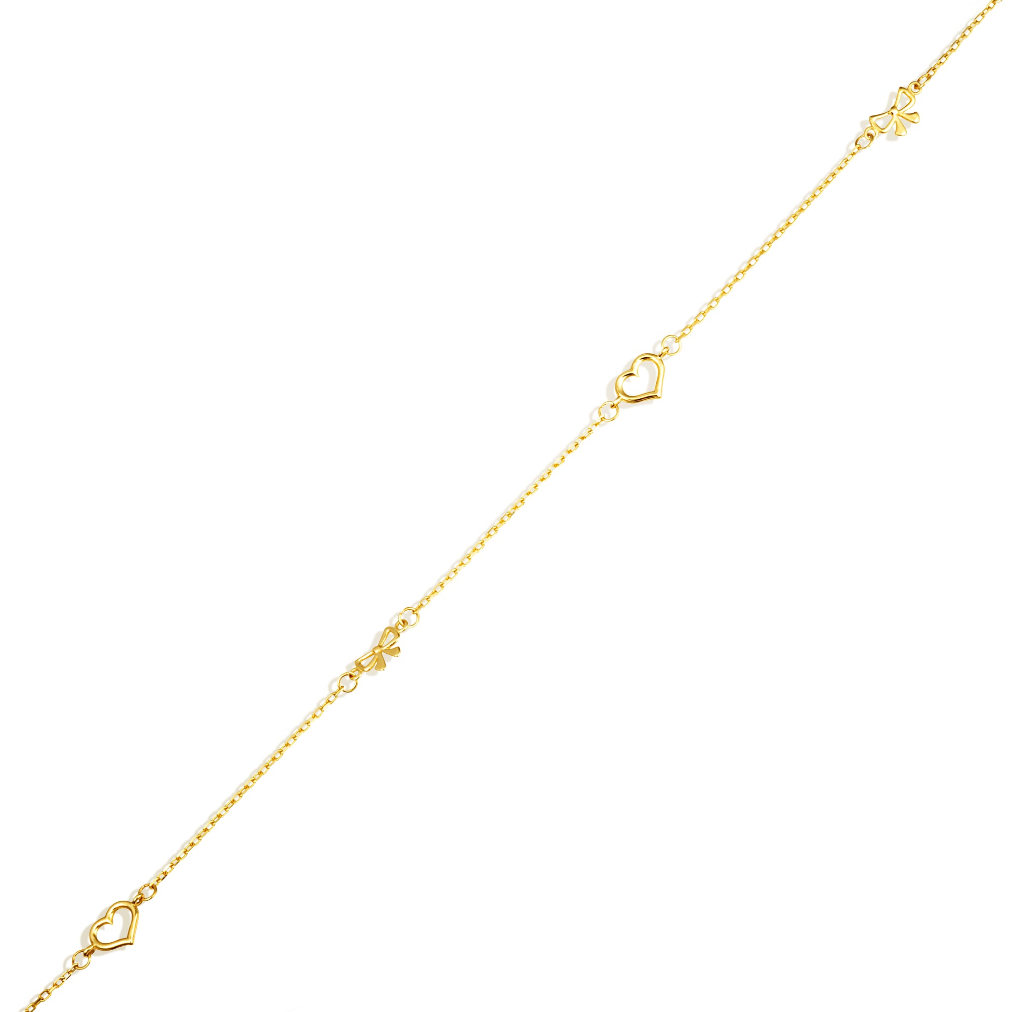 14K Yellow Gold Ribbon Heart Love Bracelet 7", view 4