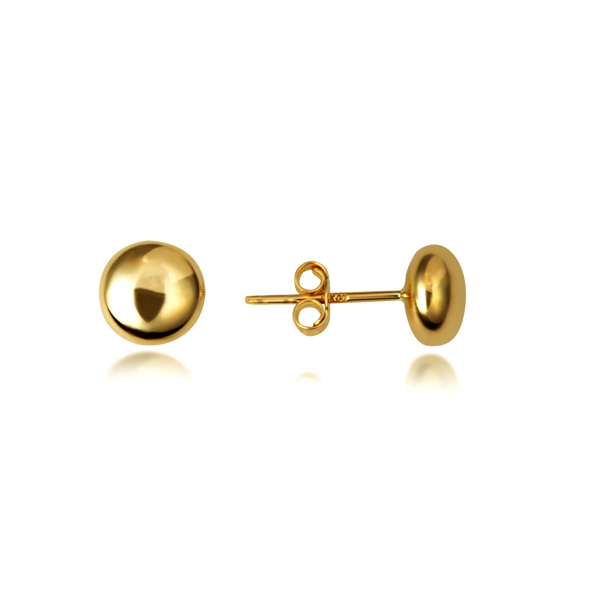 14K Yellow Gold Round Ball Stud Earrings 7 mm