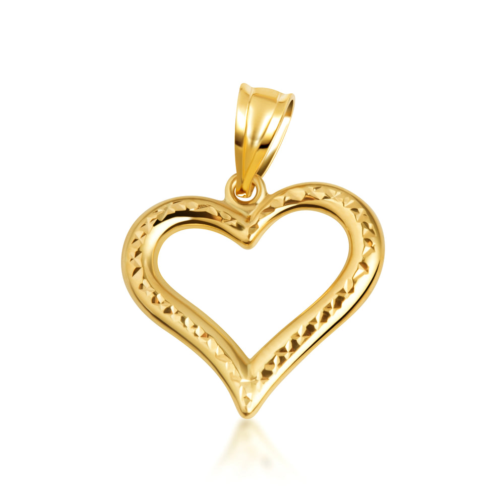14K Yellow Gold Sacred Heart Love Pendant Necklace