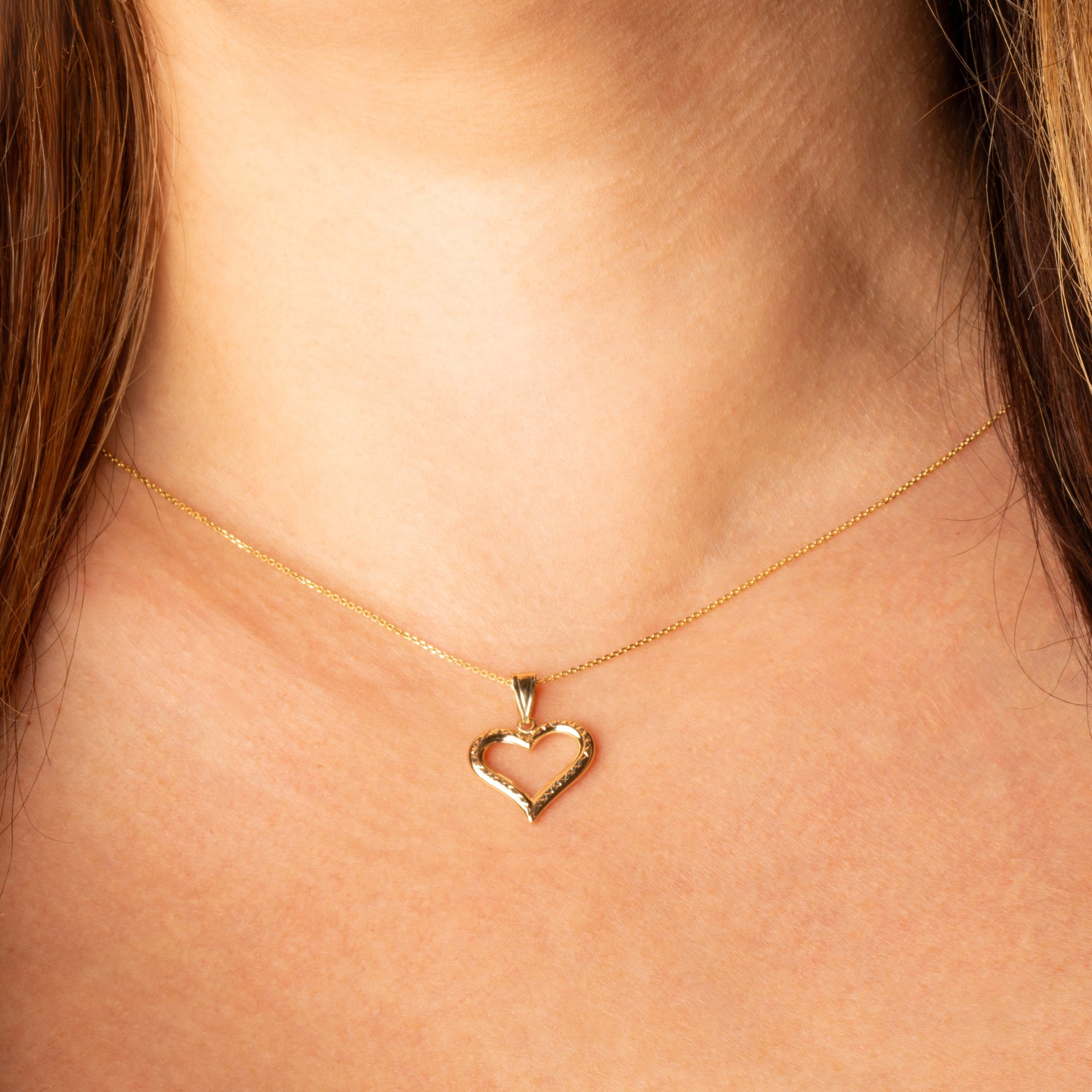 14K Yellow Gold Sacred Heart Love Pendant Necklace, view 2