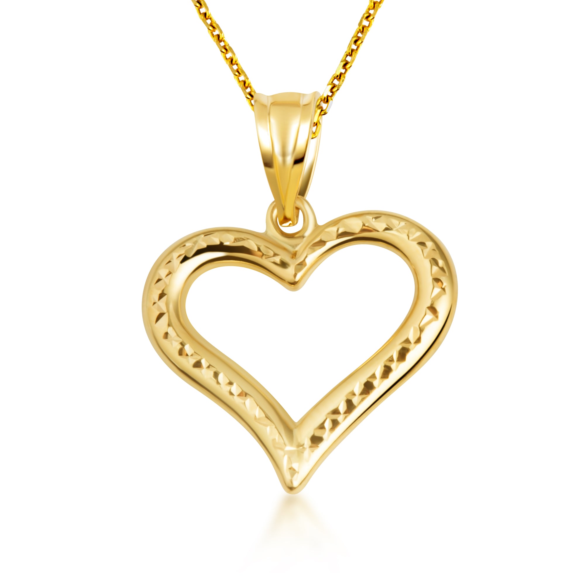 14K Yellow Gold Sacred Heart Love Pendant Necklace, view 6