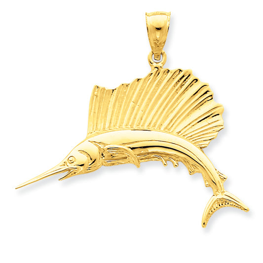 14K Yellow Gold Sailfish/Swordfish Pendant
