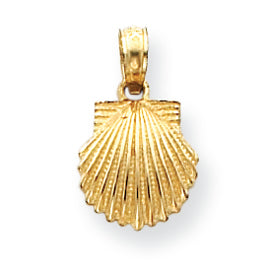 14K Yellow Gold Scallop Sea Shell Beach Charm Pendant