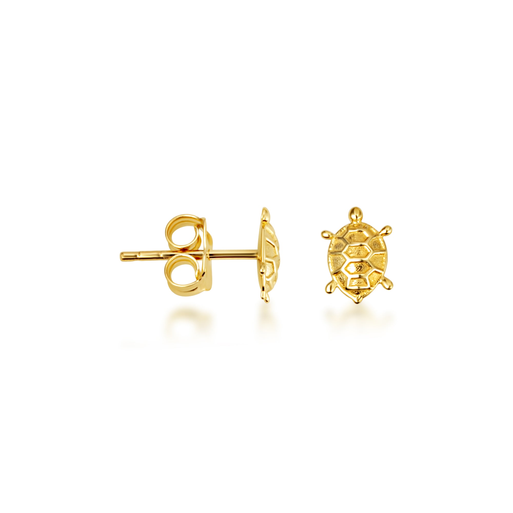 14K Yellow Gold Sea Turtle Ocean Stud Earrings