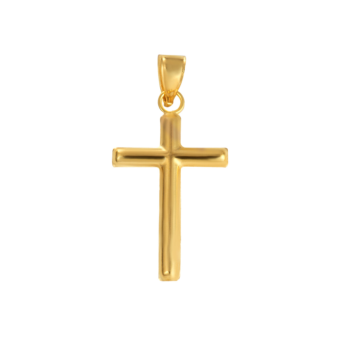 14K Yellow Gold Small Cross Reversible Pendant Necklace
