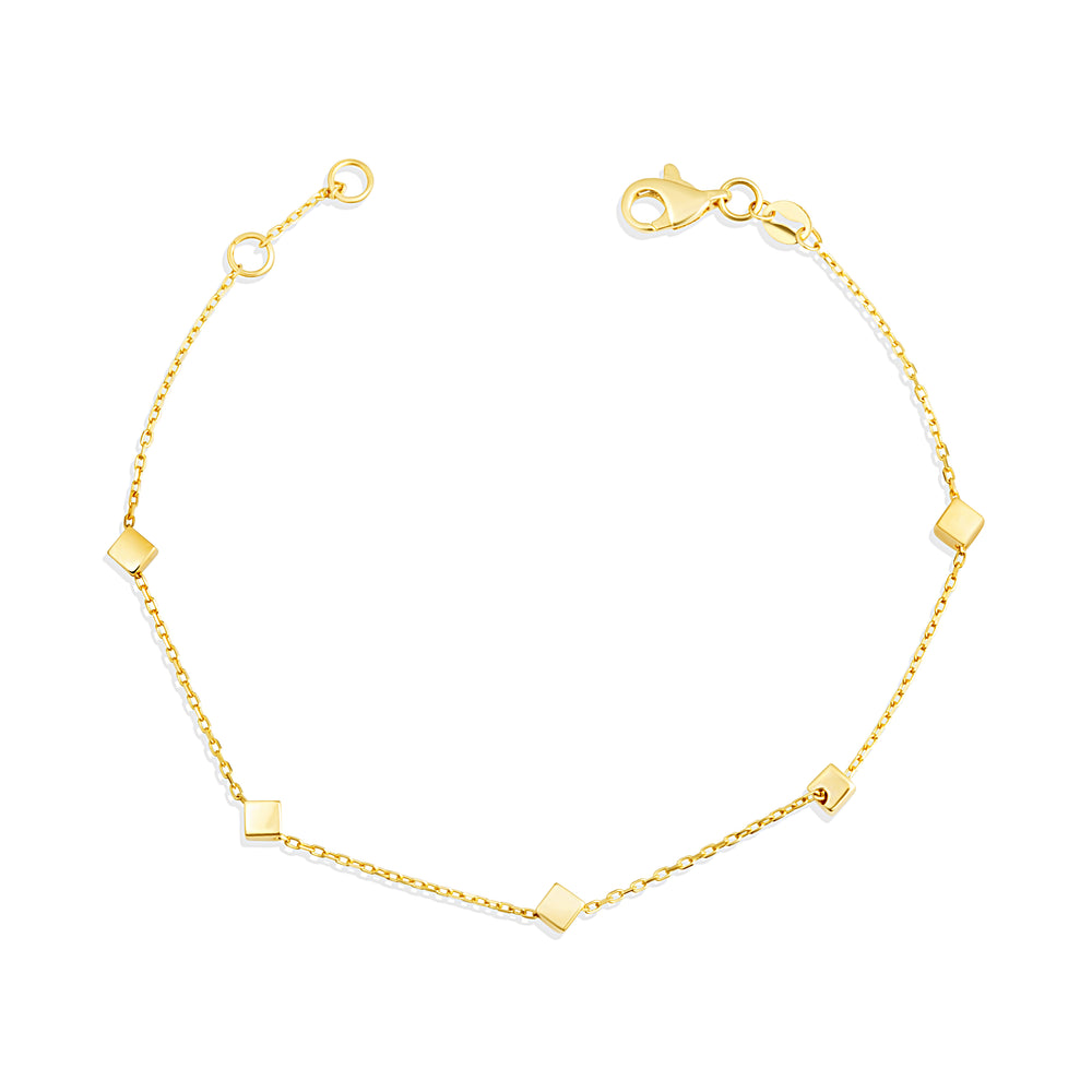 14K Yellow Gold Square Link Bracelet 7"