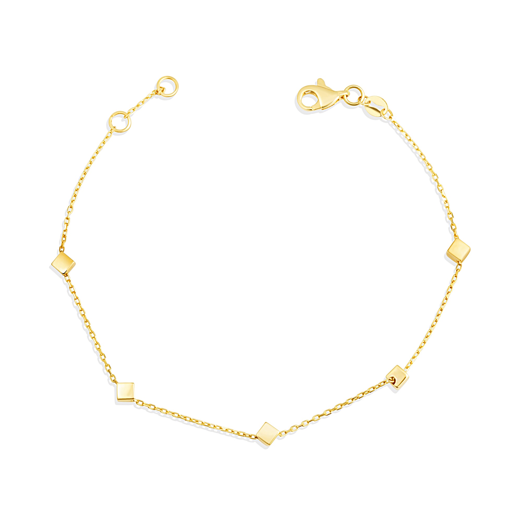 14K Yellow Gold Square Link Bracelet 7"
