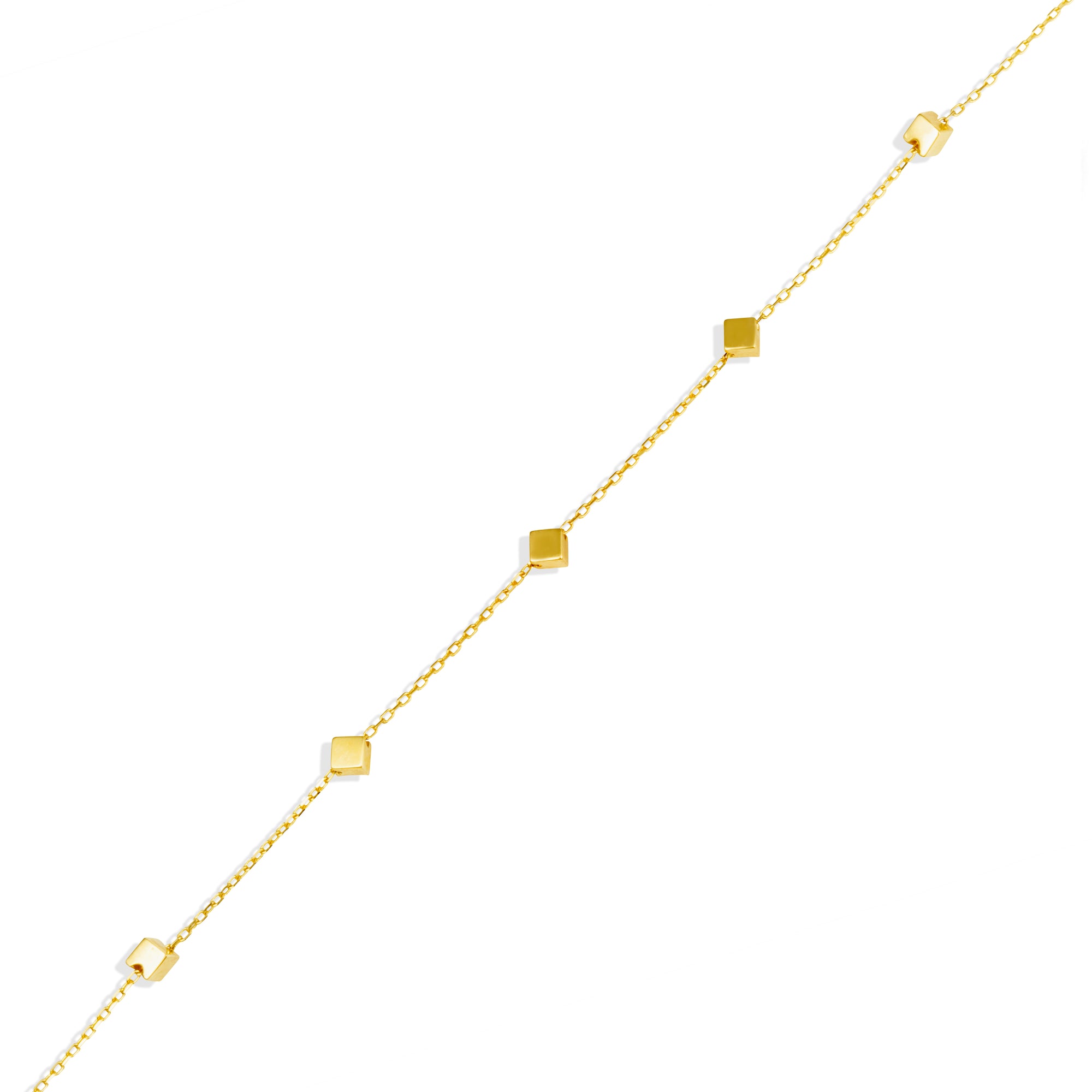14K Yellow Gold Square Link Bracelet 7", view 4