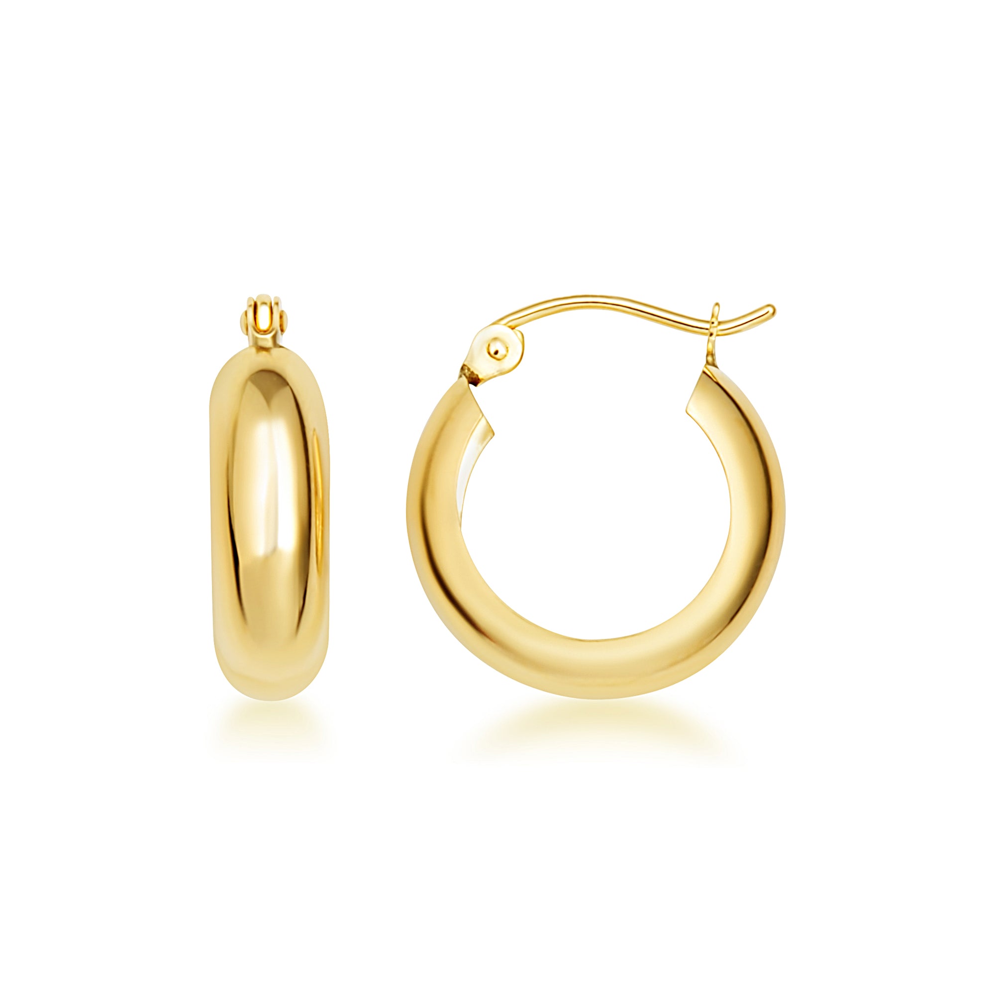 14K Yellow Gold Tube Huggie Hoop Earrings