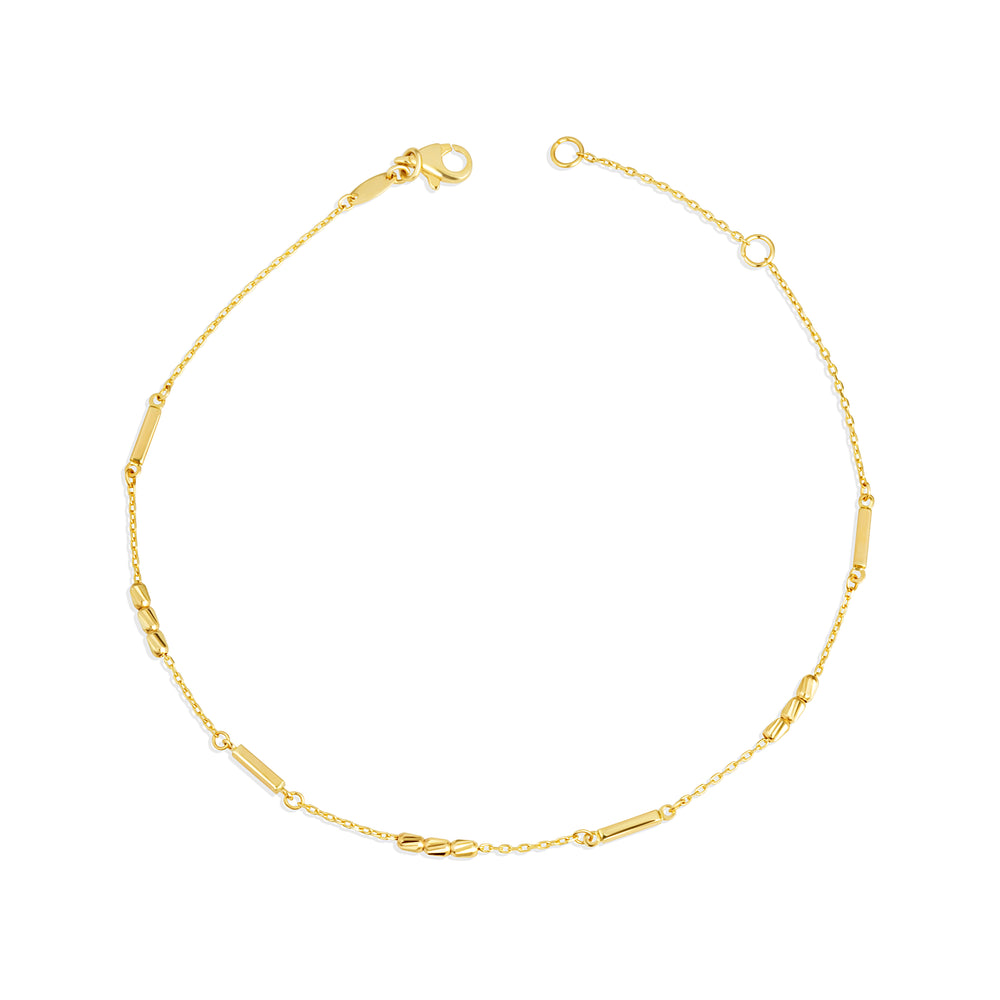 14K Yellow Gold Tube Link Bar Anklet