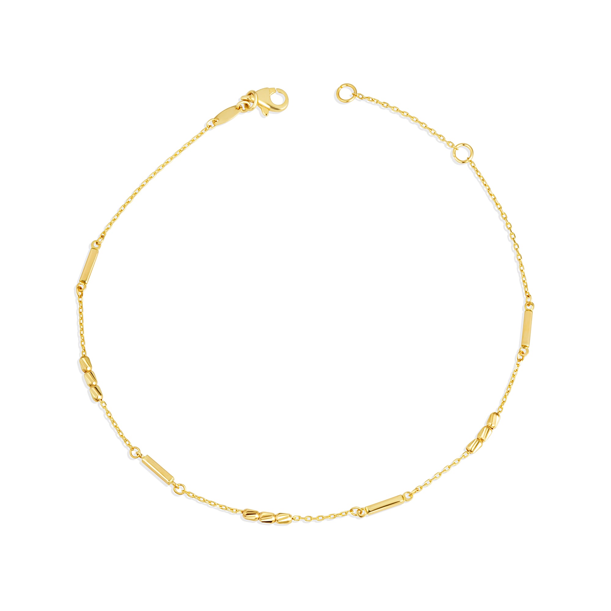 14K Yellow Gold Tube Link Bar Anklet