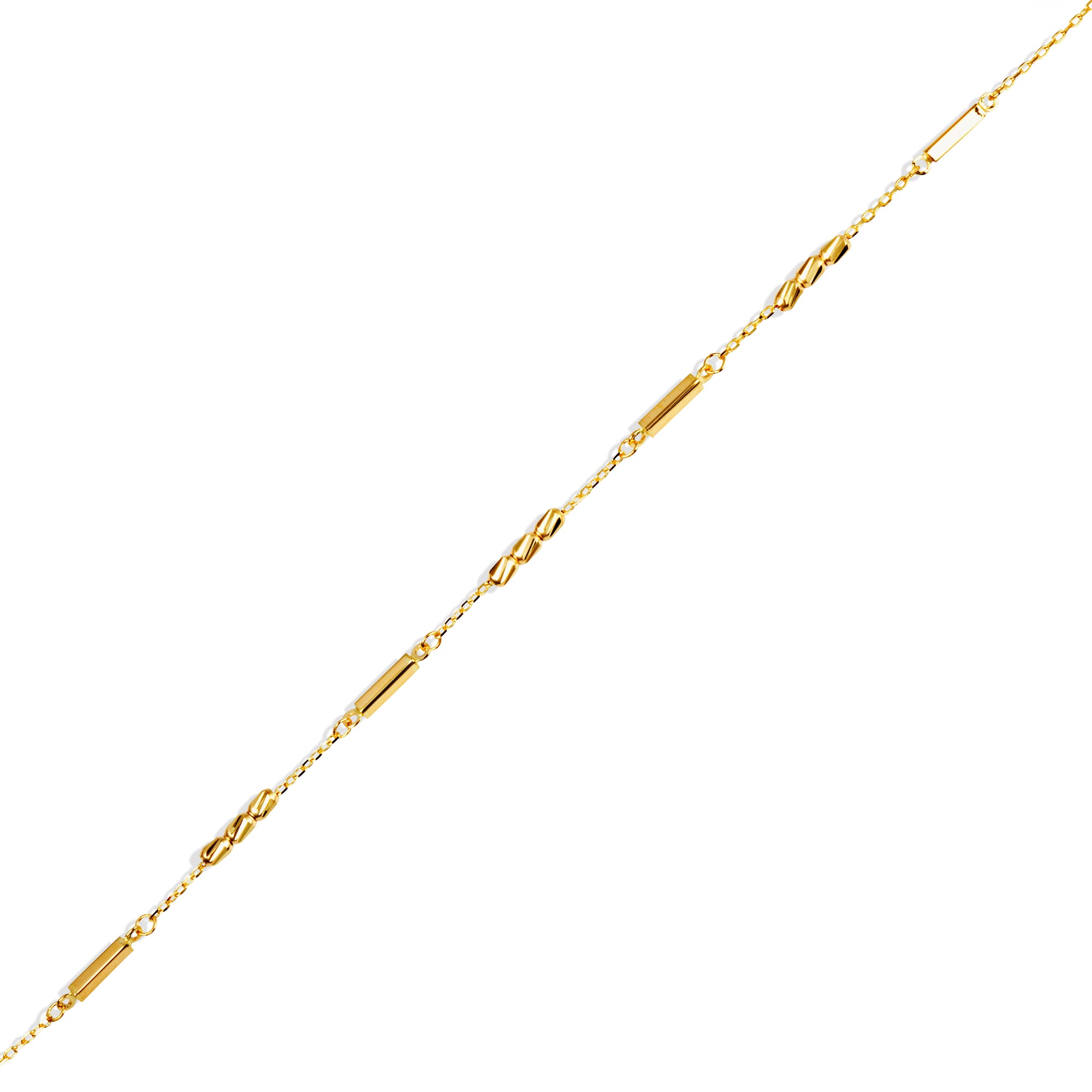 14K Yellow Gold Tube Link Bar Anklet, view 4