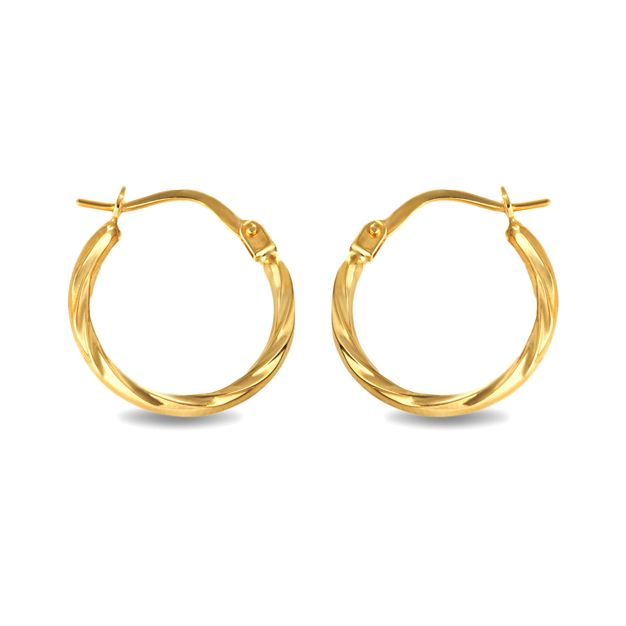 14K Yellow Gold Twisted Hoop Earrings