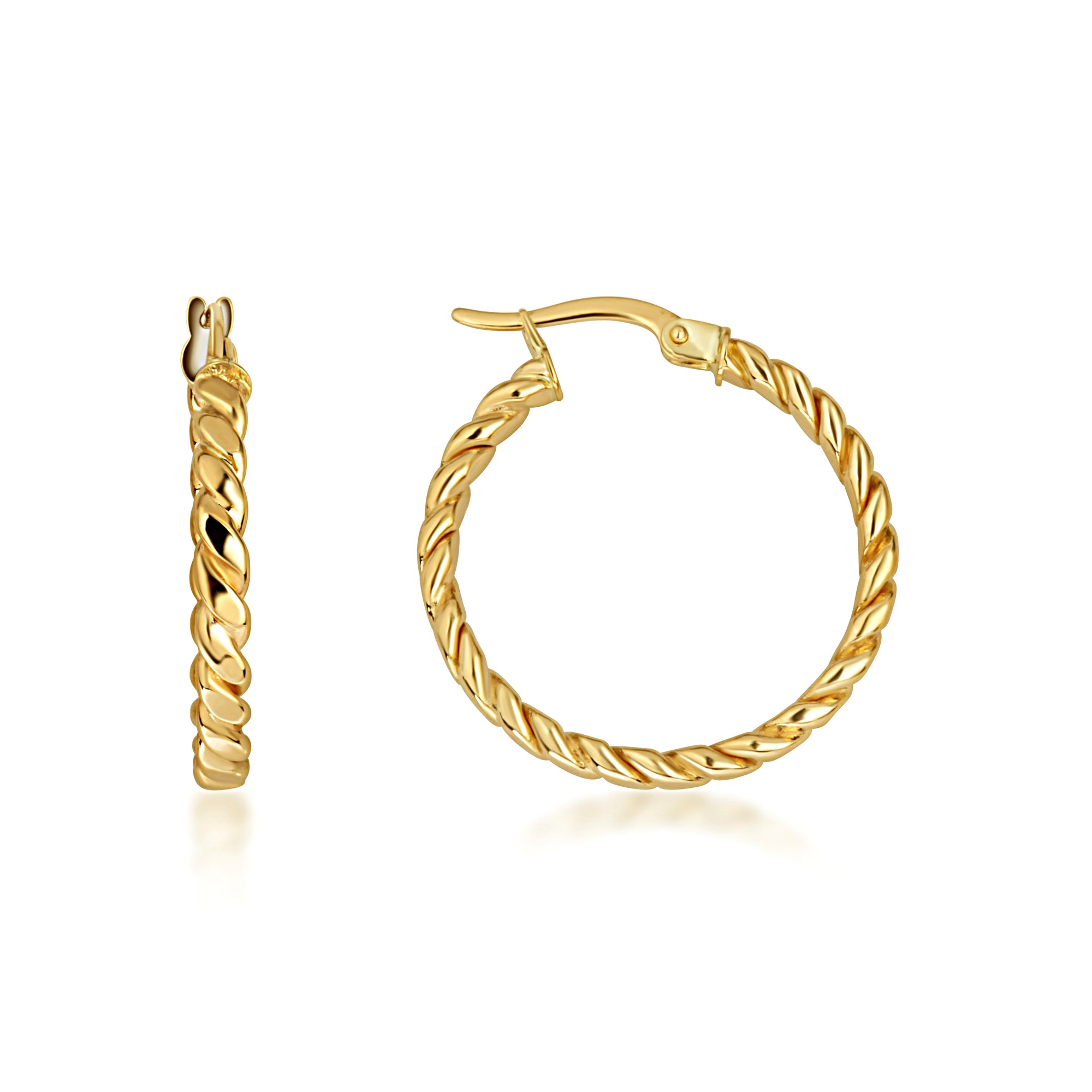 14K Yellow Gold Twisted Rope Hoop Earrings