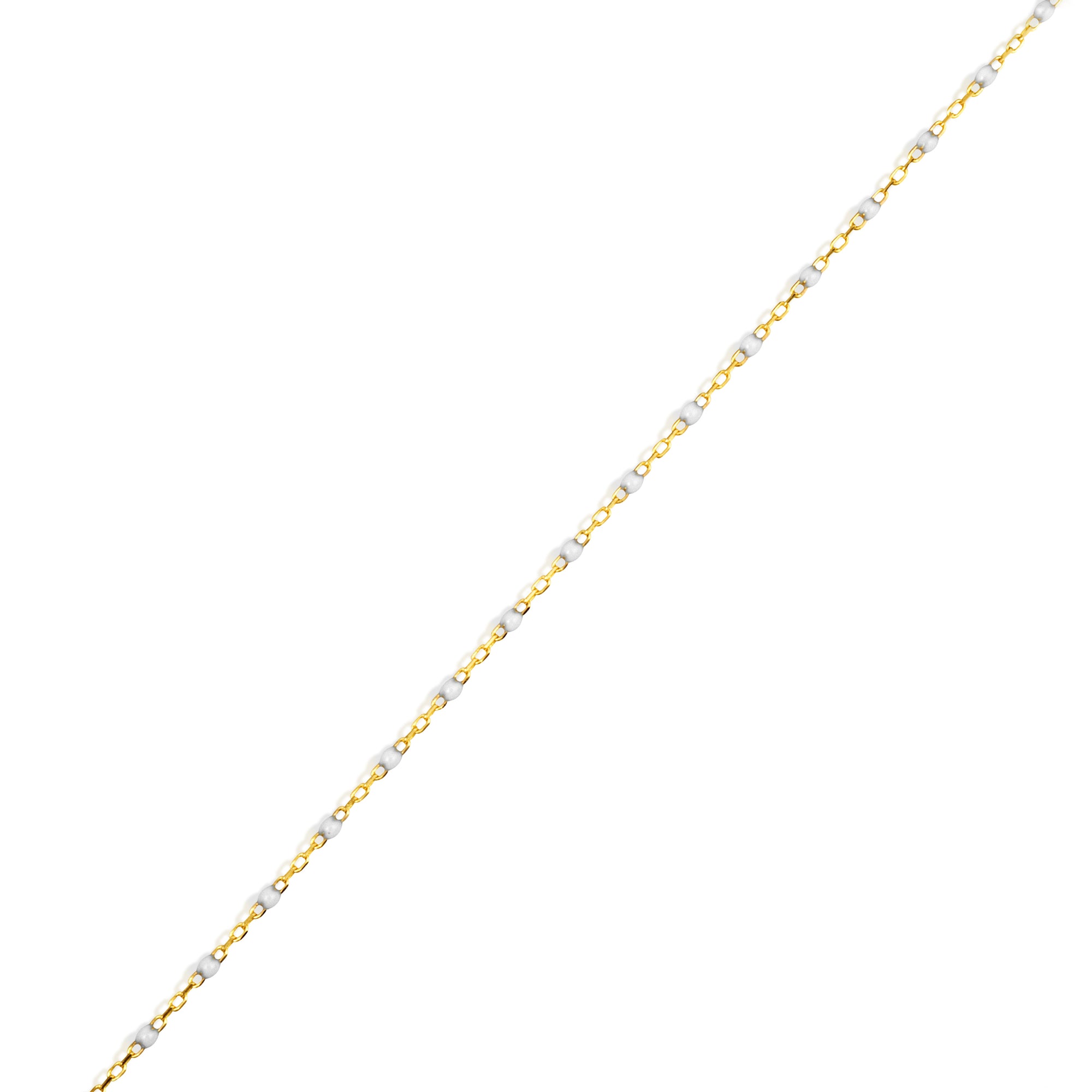 14K Yellow Gold White Enamel Beaded Bracelet 7", view 4