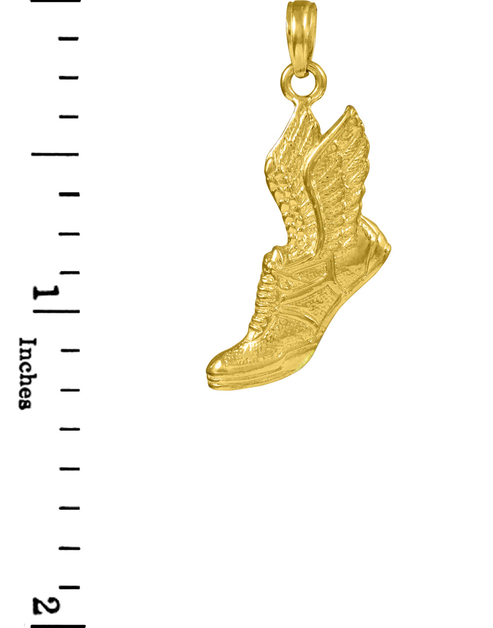 14K Yellow Gold Winged Running Shoes Pendant Necklace, view 3