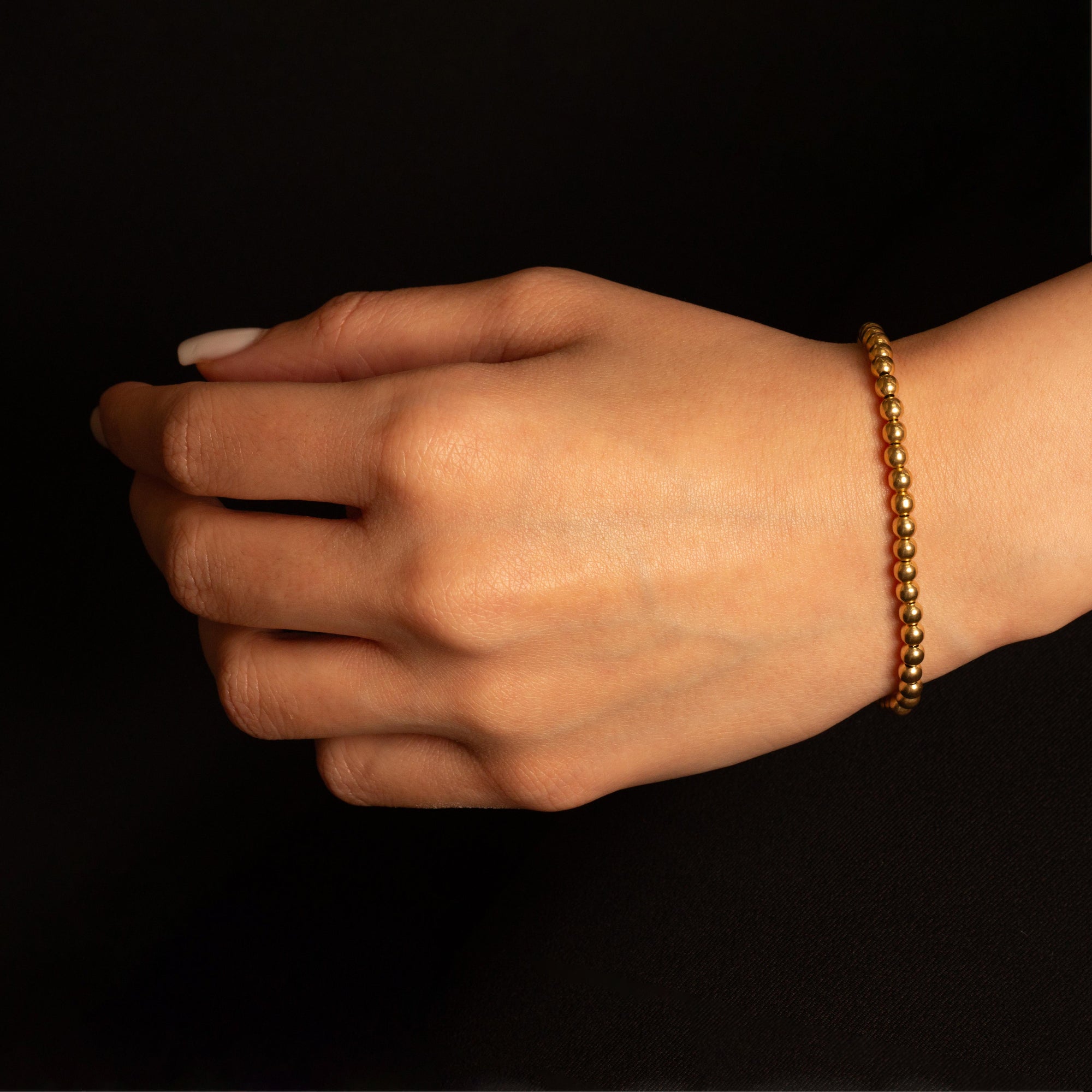 14K Yellow Gold Women's Ball Beaded Bracelet, view 2