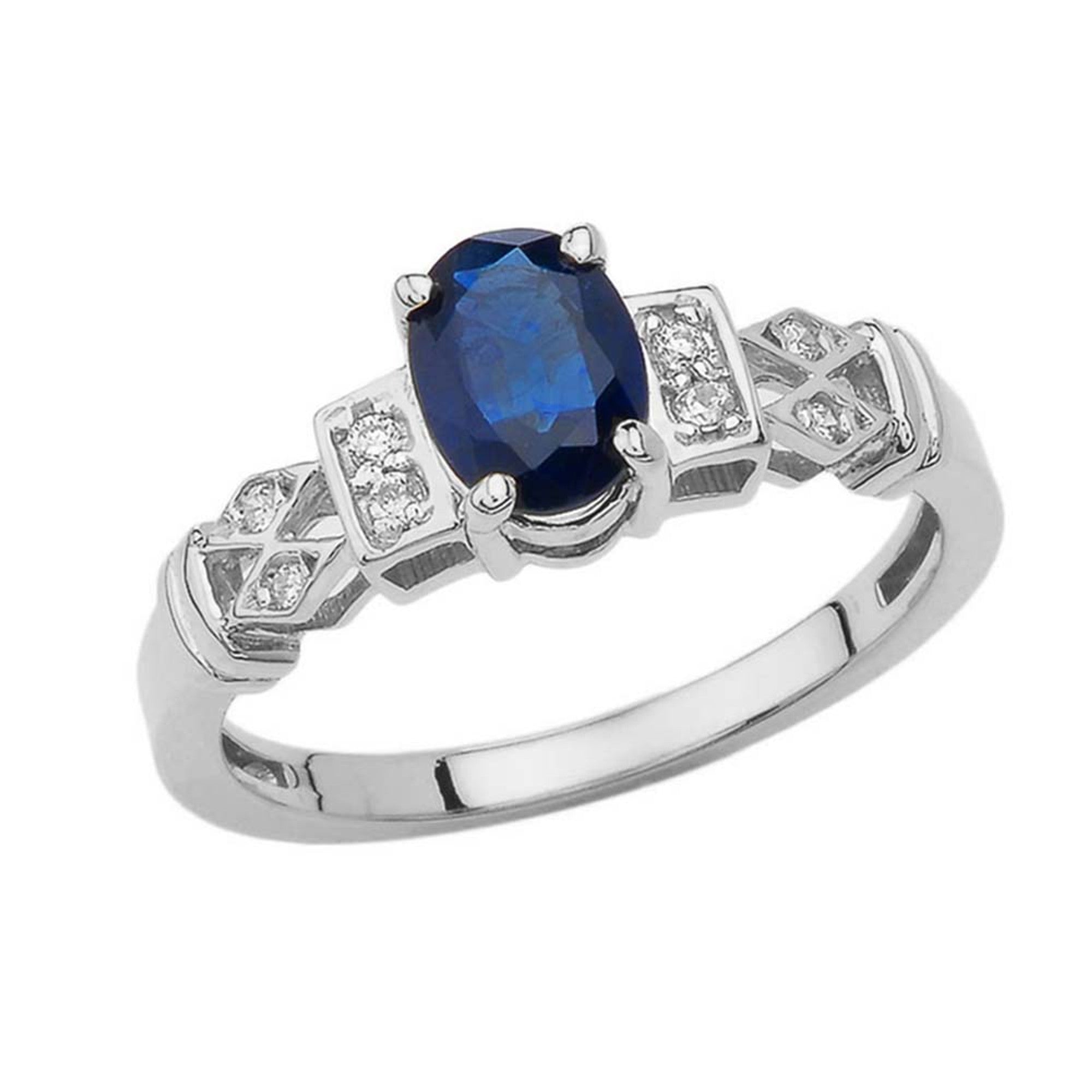 1920's Style Sapphire and Diamond Art Deco Ring In Gold, view 2
