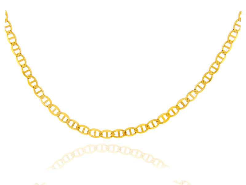 2.53 mm Gold Flat Mariner Link Chain Necklace