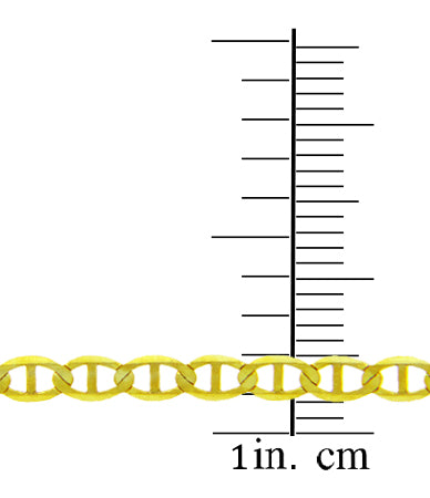 2.53 mm Gold Flat Mariner Link Chain Necklace, view 3