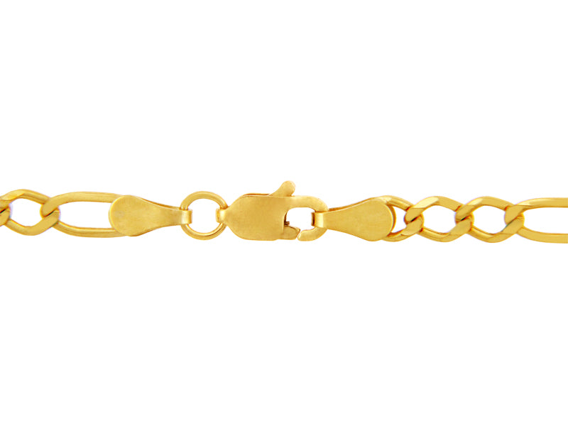 2.8 mm Hollow Gold Figaro Chain Link Necklace, view 2