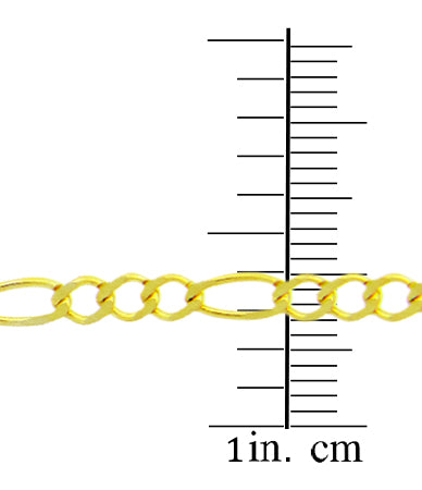 2.8 mm Hollow Gold Figaro Chain Link Necklace, view 3