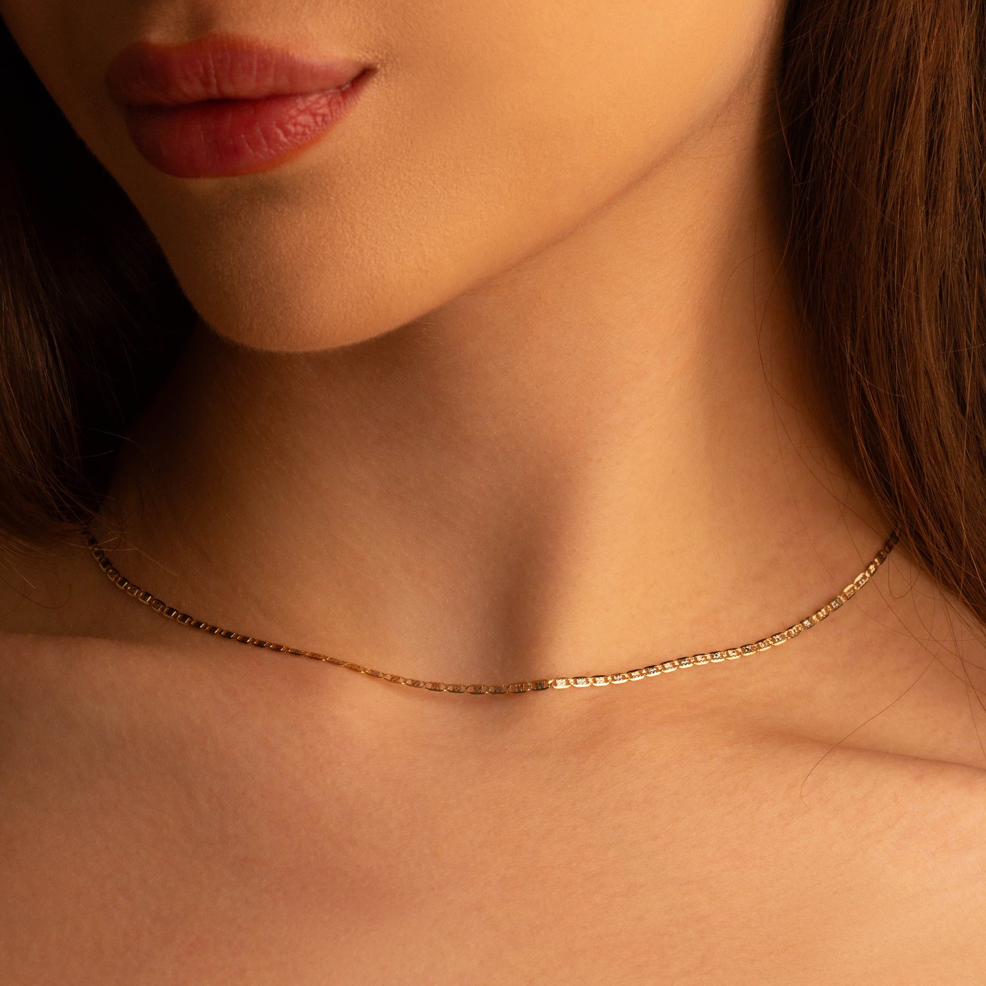 2 mm/2.5 mm Gold Valentino Chain Link Necklace, view 3