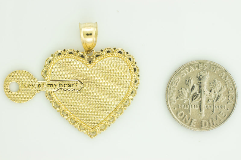 2pc Gold "Key of my Heart" Detachable Pendant, view 3