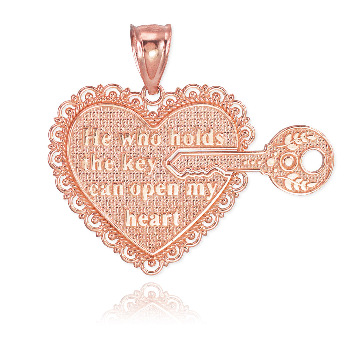 2pc Gold "Key of my Heart" Detachable Pendant, view 4