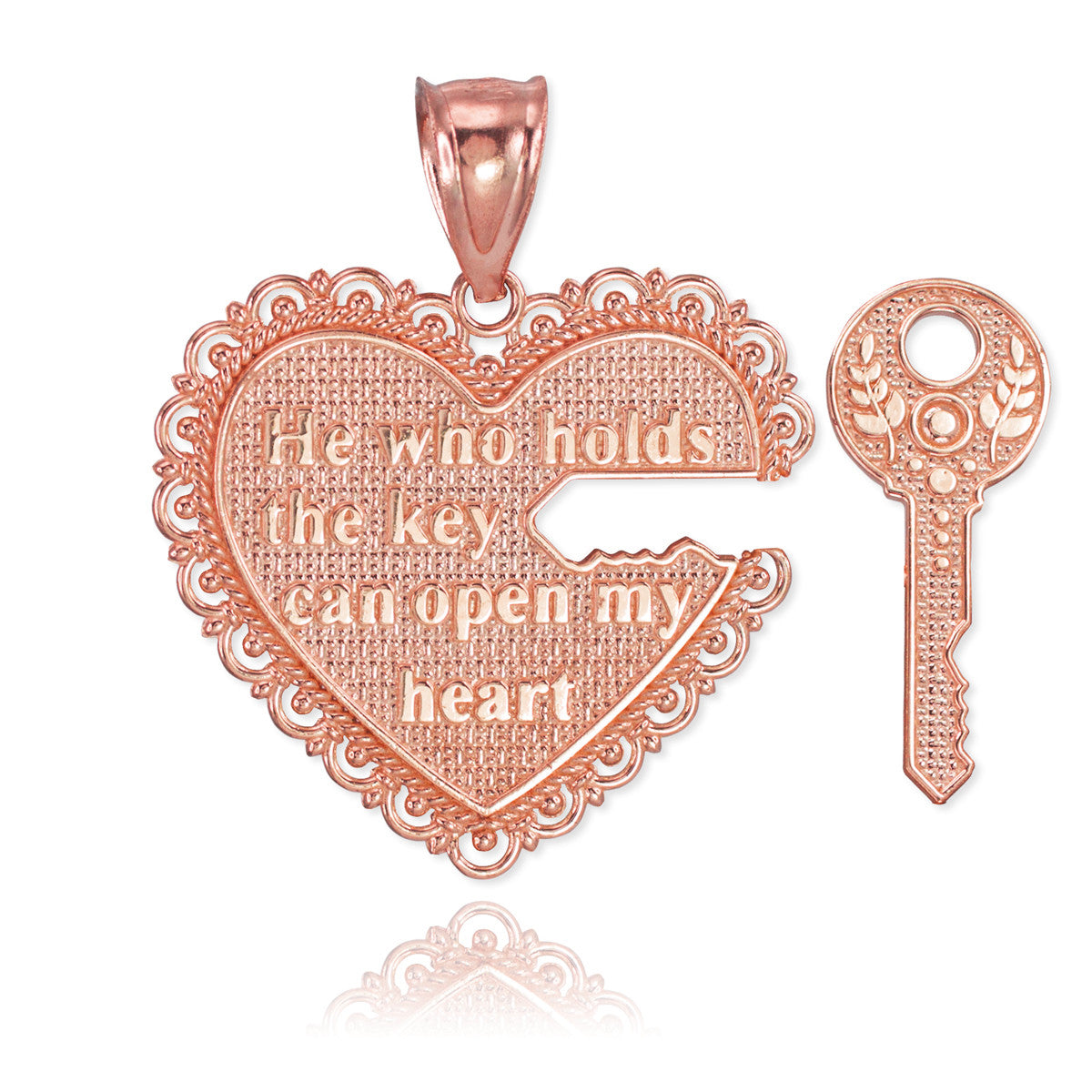 2pc Gold "Key of my Heart" Detachable Pendant, view 5