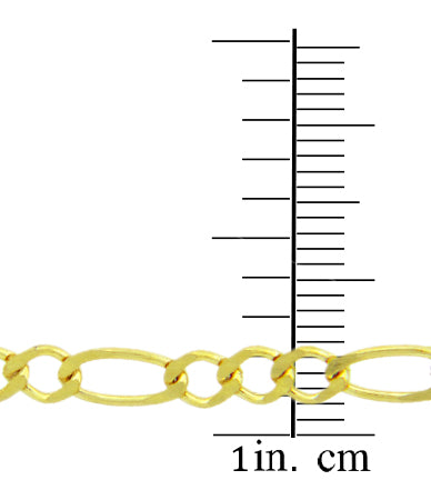 3.45 mm Hollow Gold Figaro Chain Link Necklace, view 3