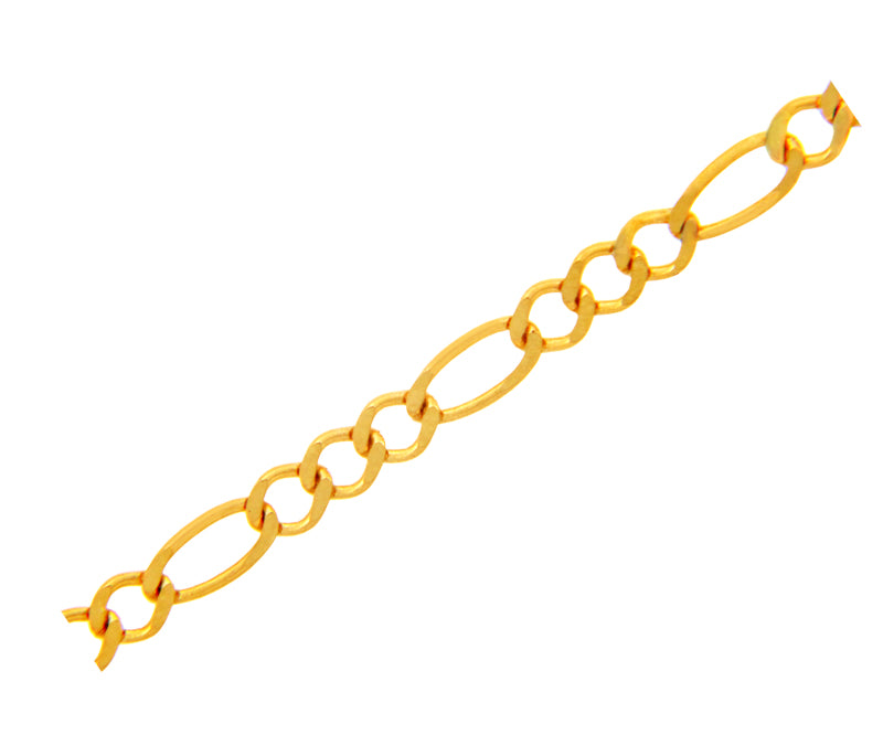3.45 mm Hollow Gold Figaro Chain Link Necklace, view 4