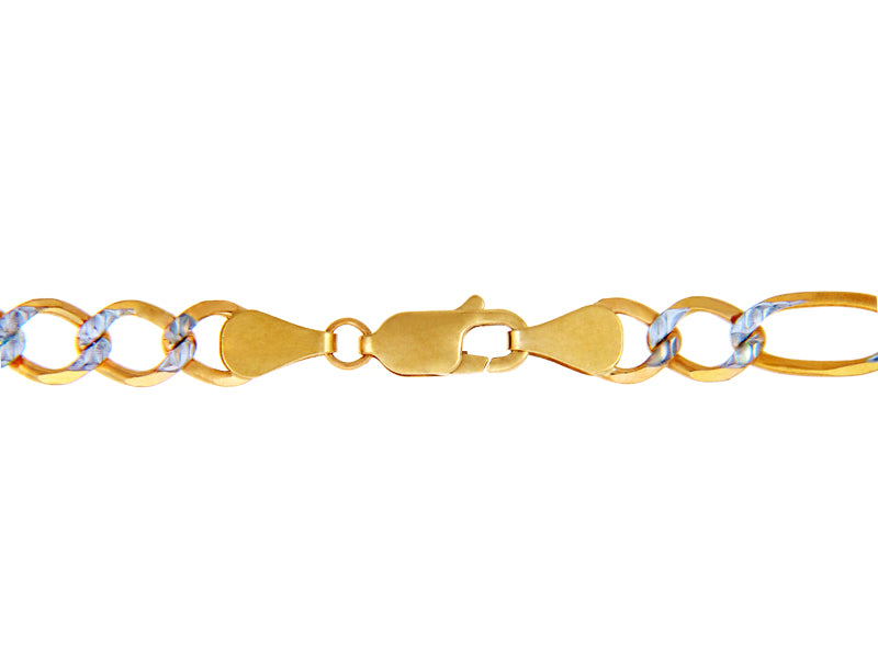 3.5 mm 10K Gold Diamond Cut Figaro Chain Link Necklace, view 2
