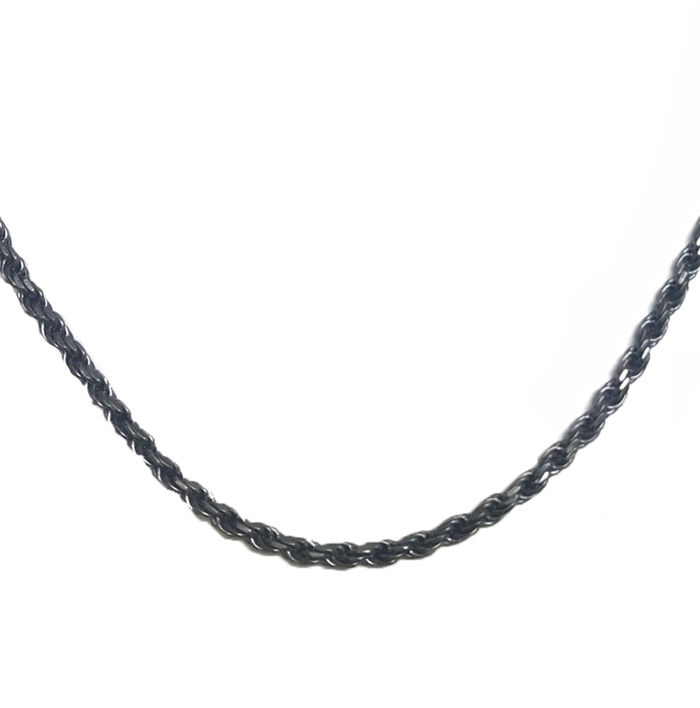 3.5 mm Sterling Silver Oxidized Men's Rope Twisted Chain Link Necklace