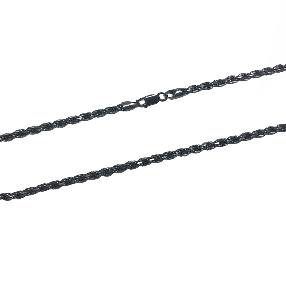 3.5 mm Sterling Silver Oxidized Men's Rope Twisted Chain Link Necklace, view 2