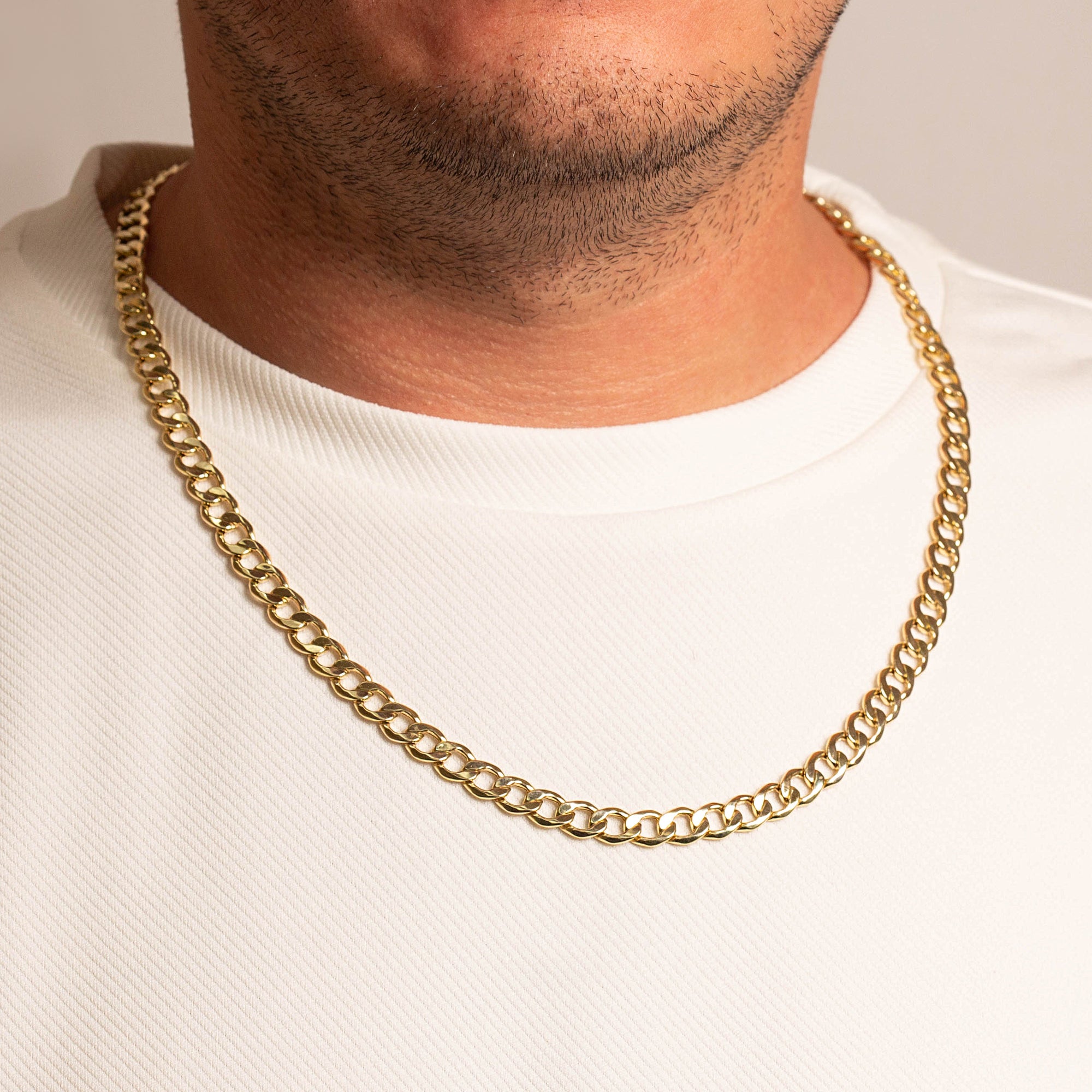 3.68 mm Men’s Gold Miami Cuban Link Chain Necklace, view 2