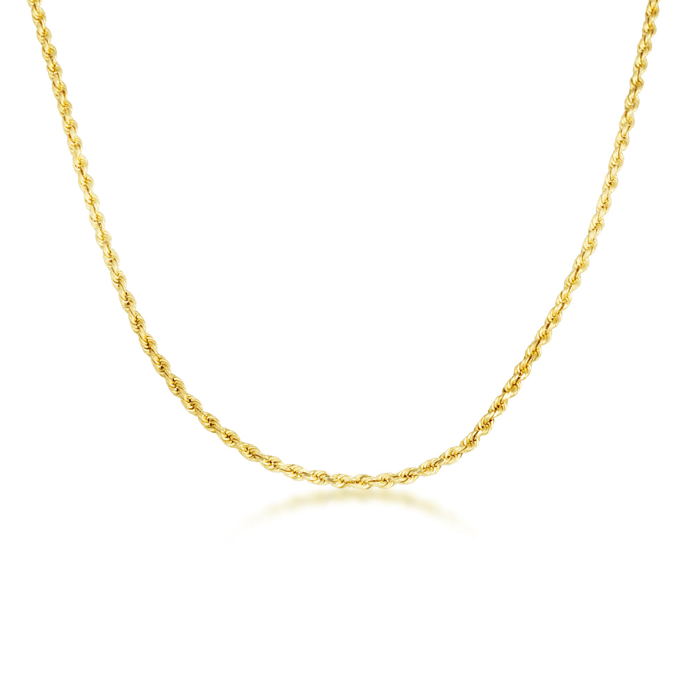3 mm 10K Gold Diamond Cut Hollow Rope Twisted Chain Link Necklace