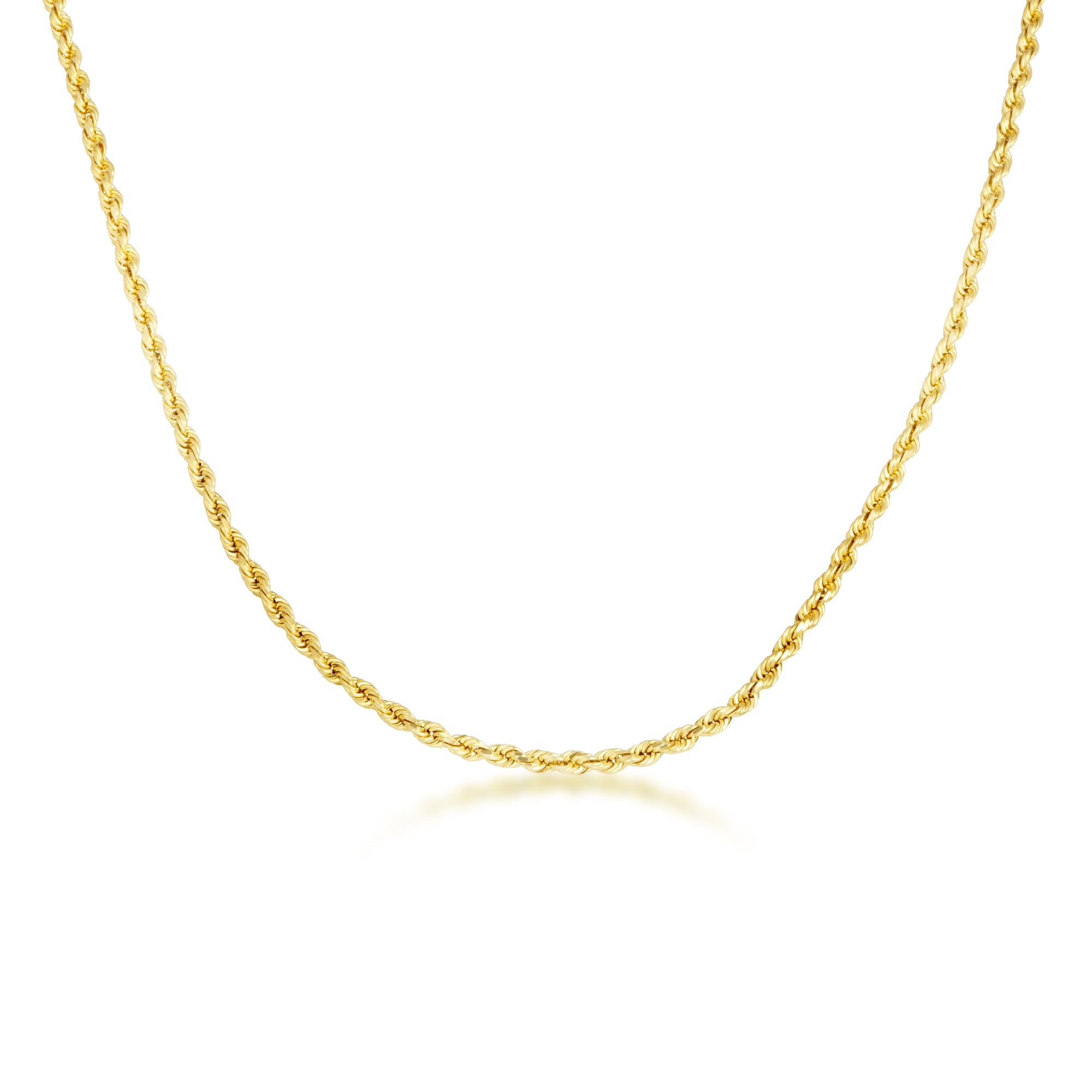 3 mm 10K Gold Diamond Cut Hollow Rope Twisted Chain Link Necklace