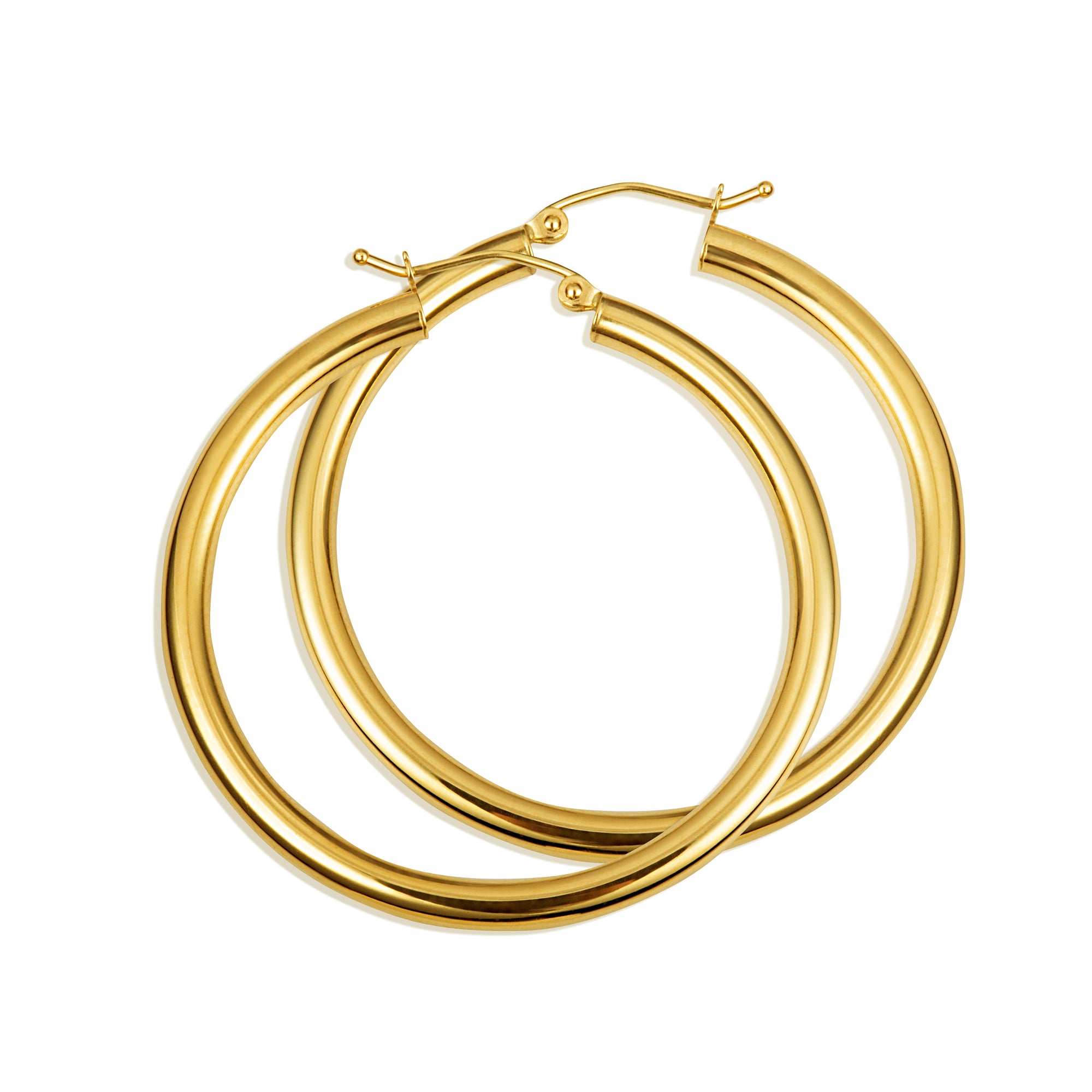 3 mm 14K Gold Hoop Earrings, view 2