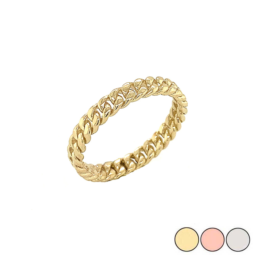 3 mm Gold Cuban Link Chain Ring