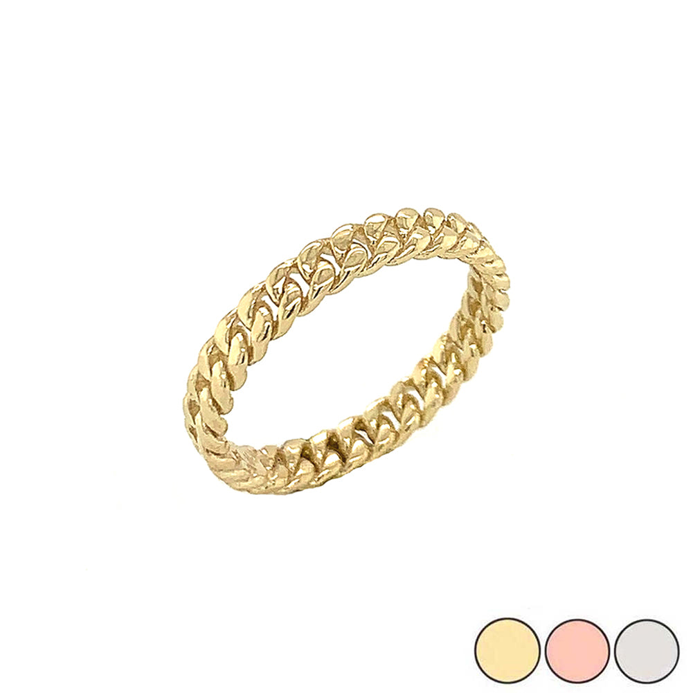 3 mm Gold Cuban Link Chain Ring