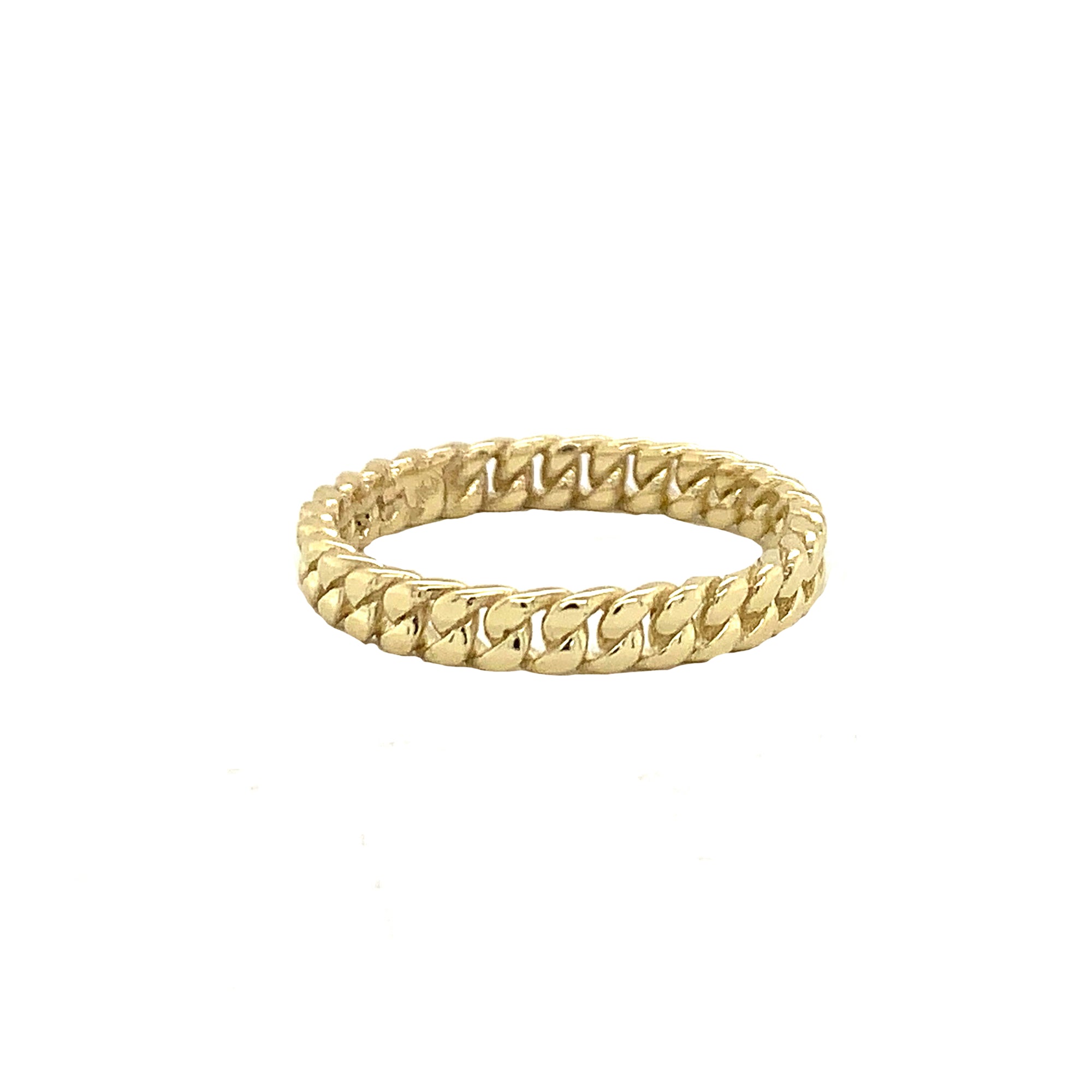 3 mm Gold Cuban Link Chain Ring, view 2