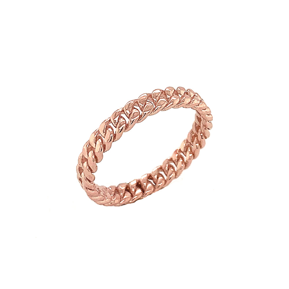 3 mm Gold Cuban Link Chain Ring, view 3