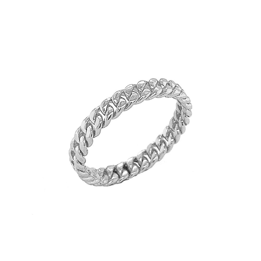 3 mm Gold Cuban Link Chain Ring, view 4